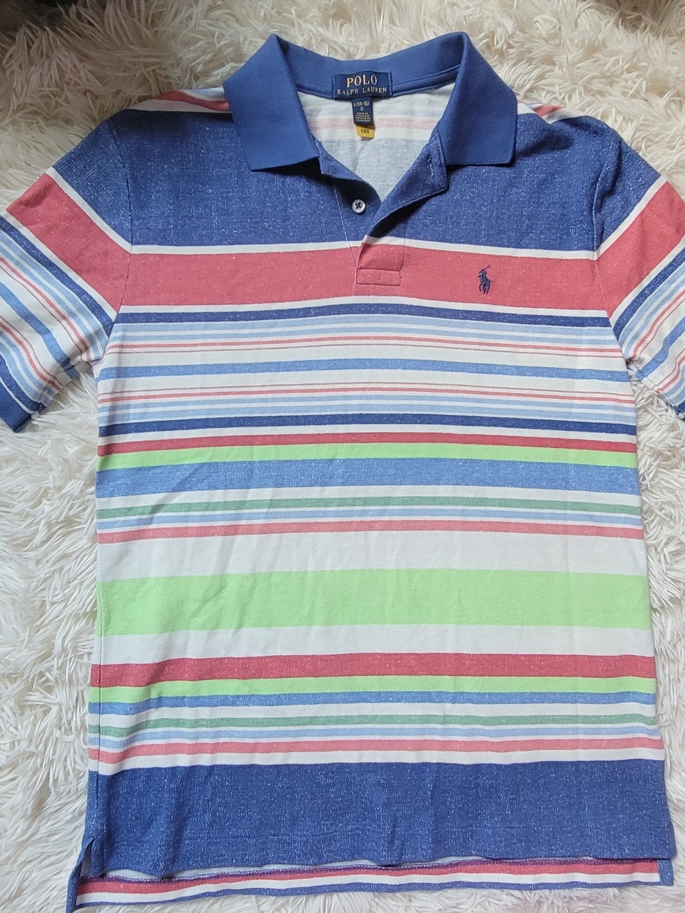 Polo by Ralph Lauren Boys' Multicolor Striped Polo Shirt - Blue/Green/Red